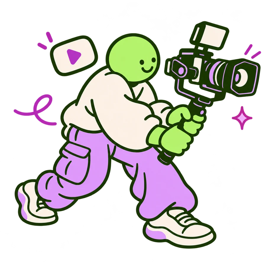 Ilustración: Personaje grabando vídeo con estabilizador